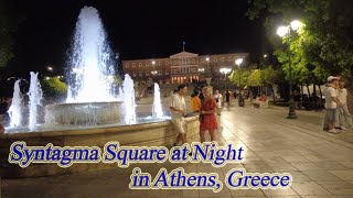 Walking in Greece Syntagma Square at Night in Athens ORANGE ua [upl. by Vinn]