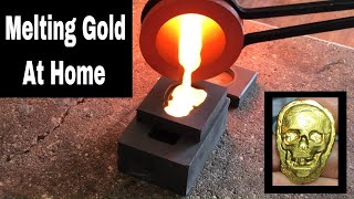 Melting Gold  Smelting Gold At Home [upl. by Ilam]