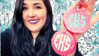 How to Make a Monogram Freshie  Cutting Vinyl Monogram with Cricut  Car Freshener  Car Candle [upl. by Ynnig326]