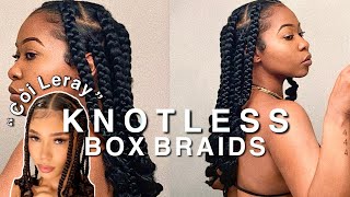 JUMBO KNOTLESS BOX BRAIDS  COI LERAY INSPIRED BRAIDS  BEGINNER FRIENDLY  RUBBERBAND METHOD 2021 [upl. by Learrsi]