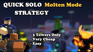 QUICK Solo Molten Mode Triumph With 3 Towers Only  Tower Defense Simulator [upl. by Hercules411]