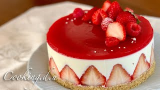 苺のレアチーズケーキの作り方Rare cheesecake recipe [upl. by Yelwar575]