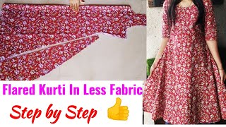 Flared Kurti in Less Fabric  कम से कम कपड़े में घेरदार कुर्ती Cutting and Stitching  Kurti Cutting [upl. by Anitnuahs217]