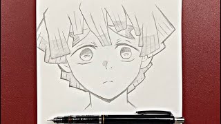 Anime drawing  how to draw Zenitsu Stepbystep using just a pencil [upl. by Anaillil]