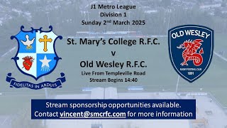 J1 Rugby  St Marys College v Old Wesley [upl. by Tnattirb]