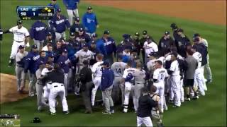 Carlos Quentin breaks  Zack Greinke collarbone in brawl with Padres Fight 4 11 13 [upl. by Serra431]