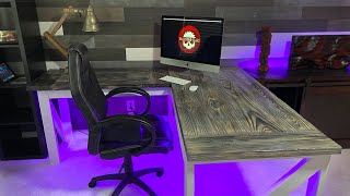 DIY LShaped Desk  With Burnt Wood Finish [upl. by Notxam]