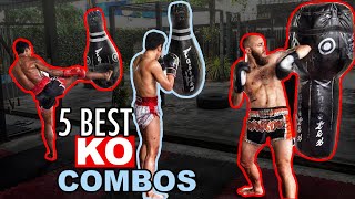 5 Best Muay Thai KO Combinations [upl. by Pentheas]