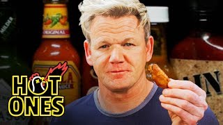 Gordon Ramsay Savagely Critiques Spicy Wings  Hot Ones [upl. by Moyna]