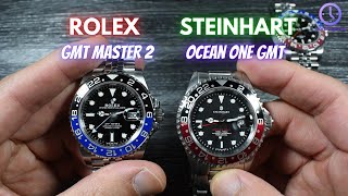 Steinhart Ocean One GMT  Review amp comparison with the Rolex GMT Master 2 [upl. by Esinaj]