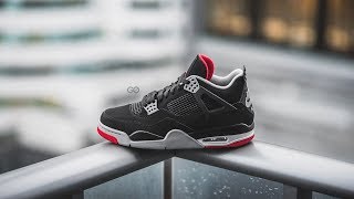 Air Jordan 4 Retro quotBlack  Cement Greyquot Bred Review amp OnFeet [upl. by Yrem]