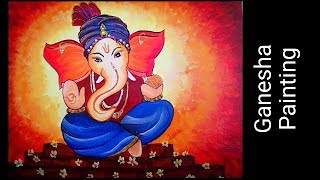 Ganesha Painting  Acrylic Painting Tutorial [upl. by Sokairyk]