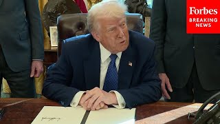 NEW Trump Signs Multiple Executive Orders While Taking Questions From Reporters [upl. by Roswald550]