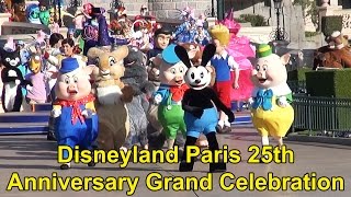 Disneyland Paris 25th Anniversary FULL Grand Celebration April 12th 2017 with RARE Characters [upl. by Milah479]