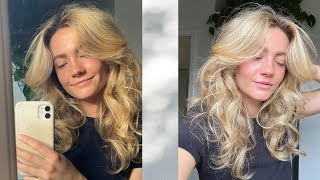 How I Style My HairTutorial Matilda Djerf Inspired Curtain Bangs [upl. by Elhsa]