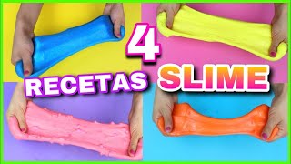 4 RECETAS PARA HACER SLIME  SLIME FÁCIL Y SIN BÓRAX  NatyGloss [upl. by Adekahs]