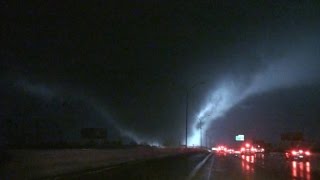 Massive tornado roars across highway [upl. by Gnoz]