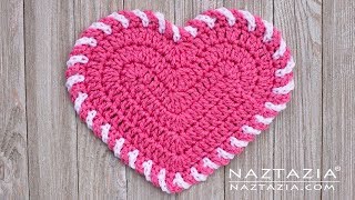 HOW to CROCHET LIGHT HEART DISHCLOTH for Valentines Day [upl. by Lorenzo298]