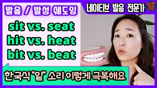 영어 모음1 ɪ i 이 발음 구별 방법 ft 영어 발성 sit seat hit heat 등 집중 쉐도잉 [upl. by Anerev]