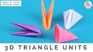 How to Fold 3D Origami Pieces  Make the 3D Origami Triangle Units 3D Origami Basics [upl. by Foote]