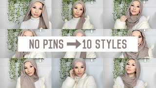 NO PIN HIJAB STYLES  crinkled scarf tutorial [upl. by Aneral]