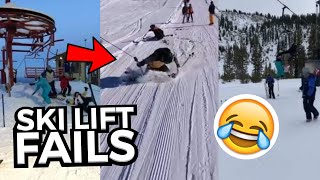 FUNNIEST Ski Lift Fails  Skiers amp Snowboarders Falling Off Ski Lifts 😂 [upl. by Nauqas]