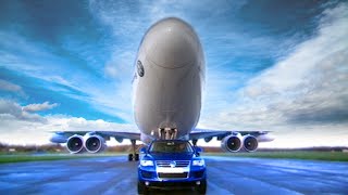 VW Touareg Towing a 747 Jumbo Jet  Fifth Gear [upl. by Lashonde920]