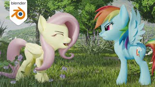 Fluttershy Cheer MLP Blender Animation [upl. by Blasien450]