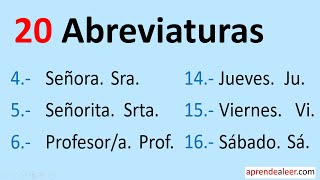 20 ejemplos de abreviaturas [upl. by Drisko619]