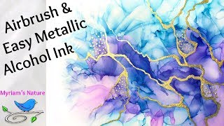 98 Alcohol Inks  EASY Way to Add Metallics on Airbrushed or Any Painting [upl. by Creedon]