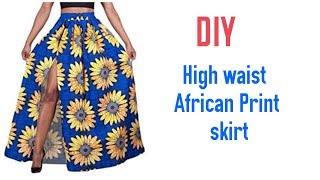 DIY High Waist African Print Skirt with Elastic [upl. by Ikkim]