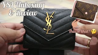 Saint Laurent Monogram Trifold Wallet Unboxing amp Review  LV Victorine look a like  How I pack  PH [upl. by Tirzah]