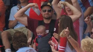 PHINYM Dad catches foul ball while holding baby [upl. by Catlaina788]