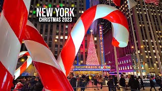 NYC Christmas 2023 ✨ 6th Avenue Rockefeller Christmas Tree Saks Light Show Radio City Music Hall [upl. by Zimmer]