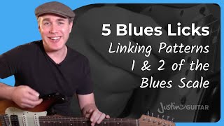 5 Blues Licks Linking Pentatonic Scale Patterns [upl. by Nobile]