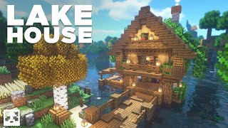 Minecraft  Lake House Tutorial How to build [upl. by Ateloiv]