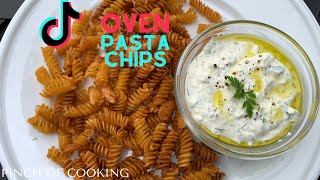 CC Tiktok Pasta Chips Baked in Oven  w Herb Feta Cheese Dip [upl. by Iahk98]