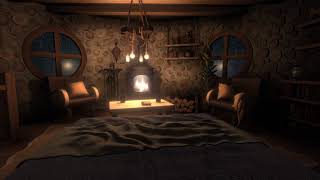 Cozy Cabin – Rain amp Thunder amp Fireplace Sounds for 12 hours  to Sleep Study Meditate [upl. by Kerrin]