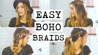 4 Easy Boho Braid Hairstyles [upl. by Davide]