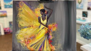 How To Paint “Lady In Gold” acrylic painting tutorial [upl. by Brandenburg]