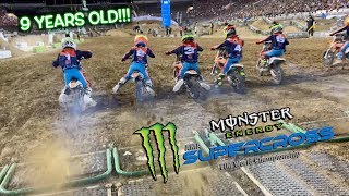 LITTLE KIDS RACING VEGAS SUPERCROSS Huckson Deegan races the KTM Challenge [upl. by Finley]