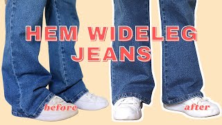 How to Hem Flared Jeans with Original Hem  LYDIA NAOMI [upl. by Musette]