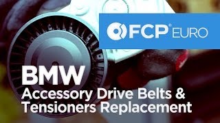 BMW Serpentine and Accessory Drive BeltsTensioners Replacement 3Series 5Series EASY DIY [upl. by Atinel658]