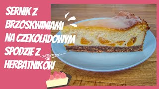 Sernik z brzoskwiniami na czekoladowym spodzie z herbatników 🍰 [upl. by Maxey4]