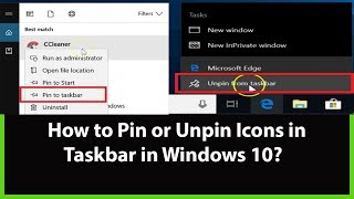 How to Pin or Unpin Program Icons to the Taskbar on Windows 10 [upl. by Nosyaj]