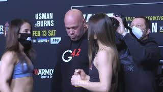 UFC 258 Maycee Barber vs Alexa Grasso WeighIn Staredown  MMA Fighting [upl. by Corissa]