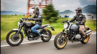 Triumph Scrambler 1200 vs BMW R nineT Scrambler  Complete Review [upl. by Felise]