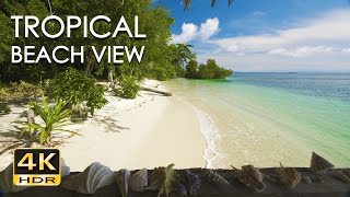 4K HDR Tropical Beach View  Relaxing Ocean Wave Sounds  Balcony Vista  Ultra HD Nature Video [upl. by Leavy]