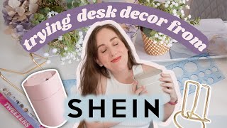 Trying Shein Desk Decor and Organization  Study Accessories amp Storage [upl. by Jerz]