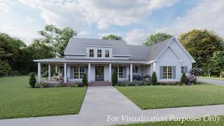 MODERN FARMHOUSE PLAN 04100223 WITH INTERIOR [upl. by Tanner511]